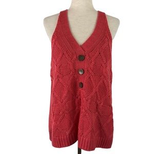Sundance Coral Pink V-Neck Sleeveless Knitted Sweater Tank Top NWOT